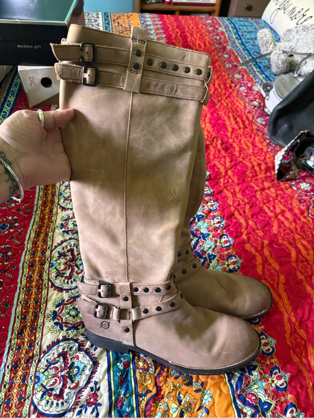 Born Women’s Tall Buckle Riding Boots - Tan